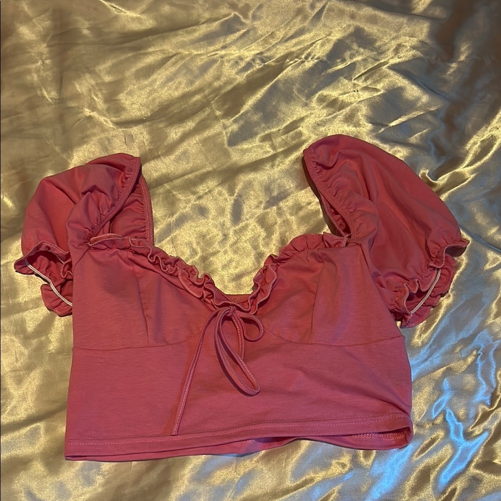 SHEIN Ruffled Mauve Crop Top